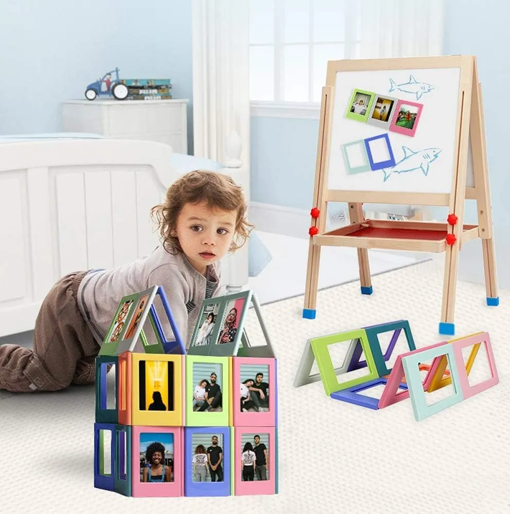 10 Pack Magnetic 2x3 Picture Frames For Fujifilm Instax Mini Film, Cute Multiple Colorful Tiny Small 2 by 3 Inch Collage Photo Display Bulk Set For Refrigerator