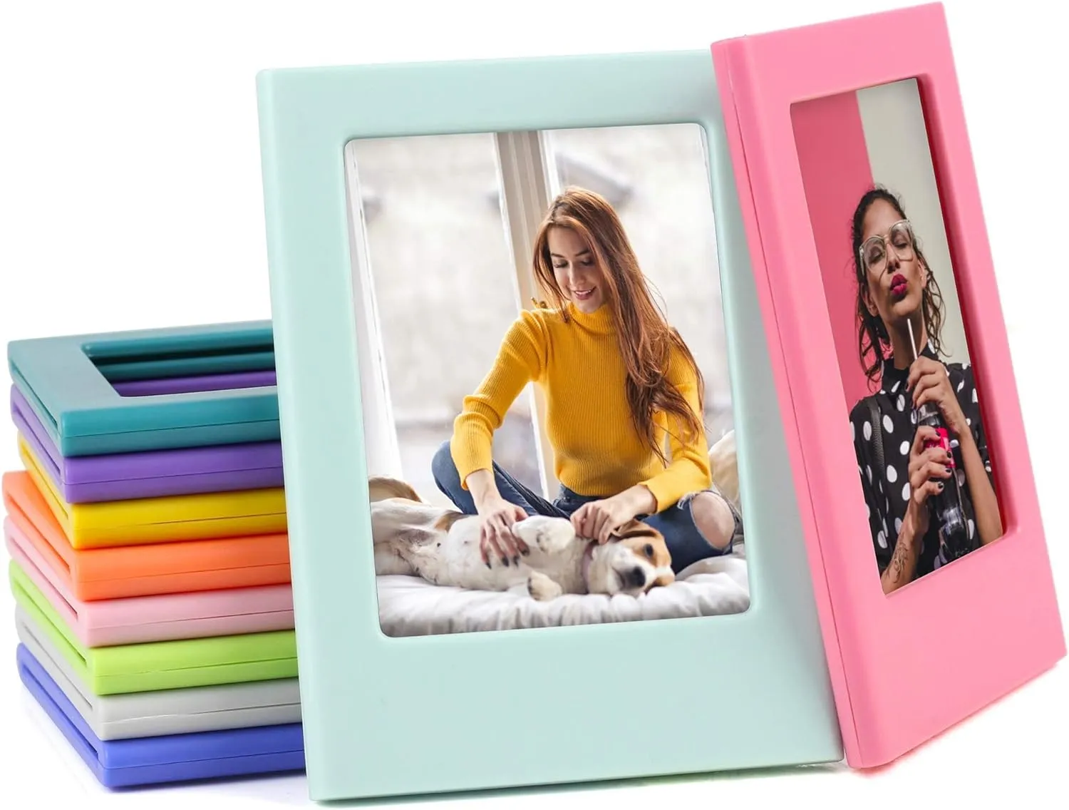 10 Pack Magnetic 2x3 Picture Frames For Fujifilm Instax Mini Film, Cute Multiple Colorful Tiny Small 2 by 3 Inch Collage Photo Display Bulk Set For Refrigerator
