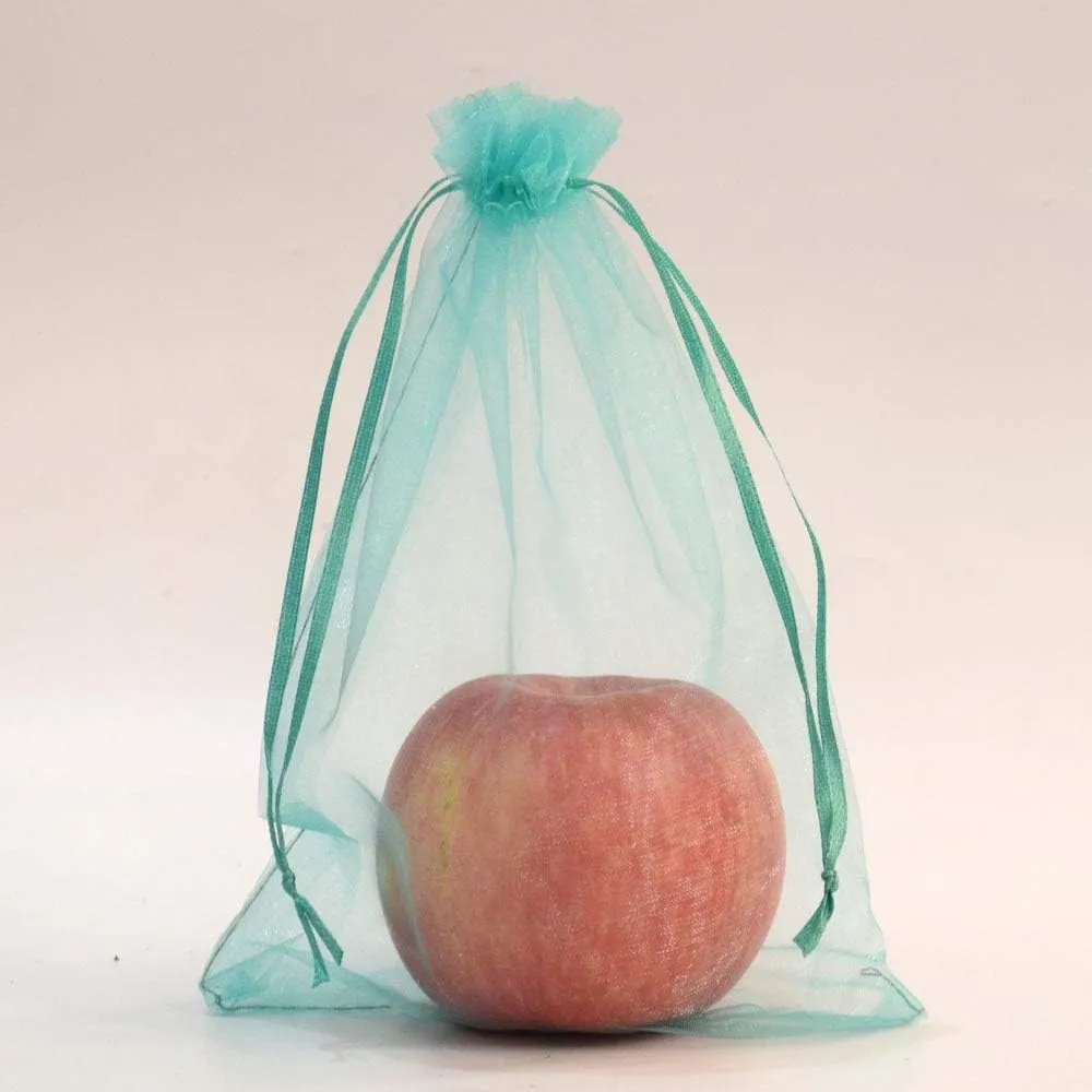 100pcs Organza Pouch Bag Drawstring 6"x9" 16x22cm Strong Gift Candy Bag Jewelry Party Wedding Favor (Aquamarine)