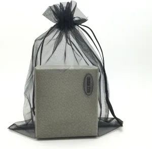 100pcs Organza Pouch Bag Drawstring 6"x9" 16x22cm Strong Gift Candy Bag Jewelry Party Wedding Favor (Black)