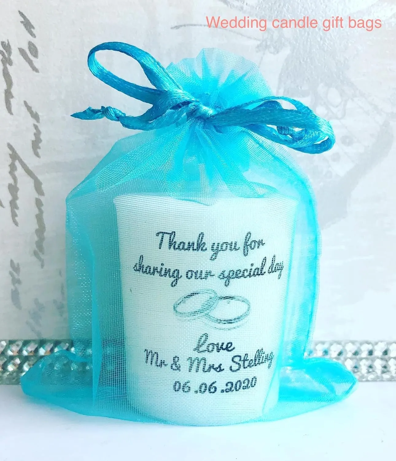 100PCS Sheer Organza Bags - 5X7 inches Turquoise Mesh Drawstring Jewelry Gift Bags for Wedding, Birthday, Shower & Party Favors
