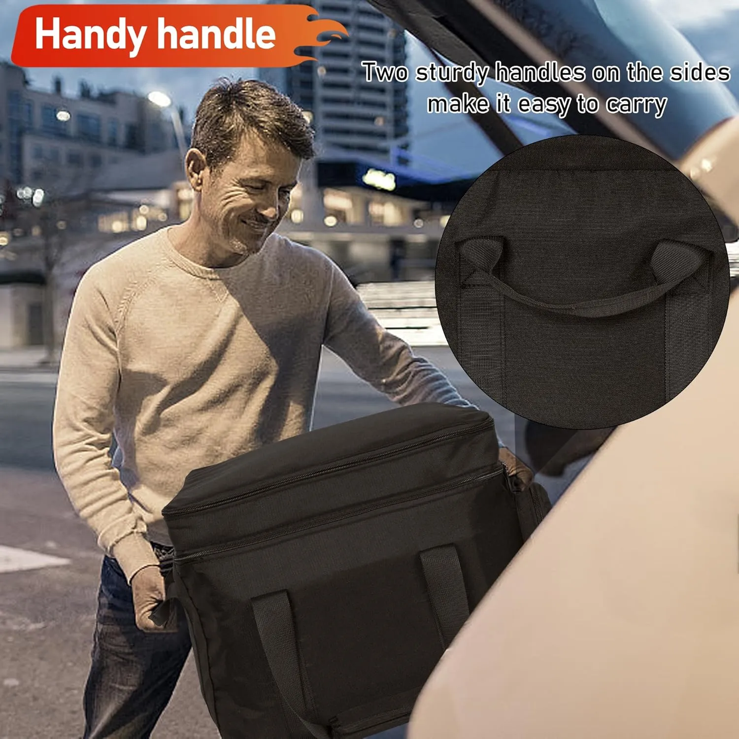 14 Inch Firecube Fire Pit Bag Compatible with Outland Firecube 805 Portable Square Propane Gas Fire Pit, with Padded Handles & Water-resistant Bottom, Bag Only