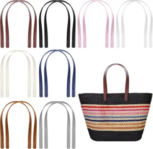 16pcs PU Leather Bag Handles 23.5 inch Leather Purse Strap Bag Handle Replacement for DIY Crocheted Bags Purse Wallet Tote Bag Handmade Bag Leather Purse Repair