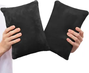 2 Pack Small Pillow, Memory Foam Mini Pillow 11 X 7 Inches for Travel, Sleeping, Nap and Neck, Knee, Lumbar Support, Tiny Pillow Cushion for Pet, Dogs (Black)
