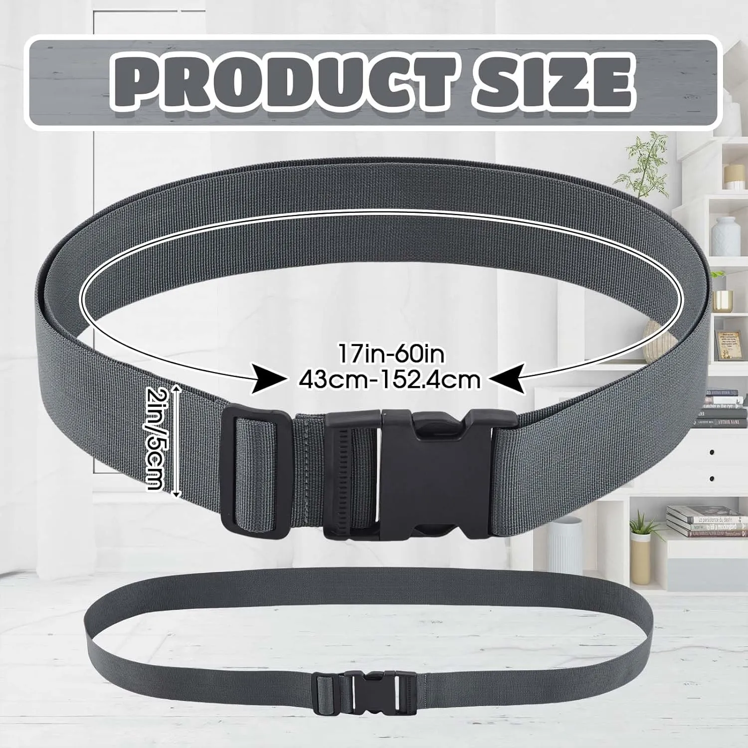 2 Pcs Mattress Topper Straps Adjustable Memory Foam Packing Straps with Buckles for Home Mattress Moving or Storage, Dark Grey(60" X 2")