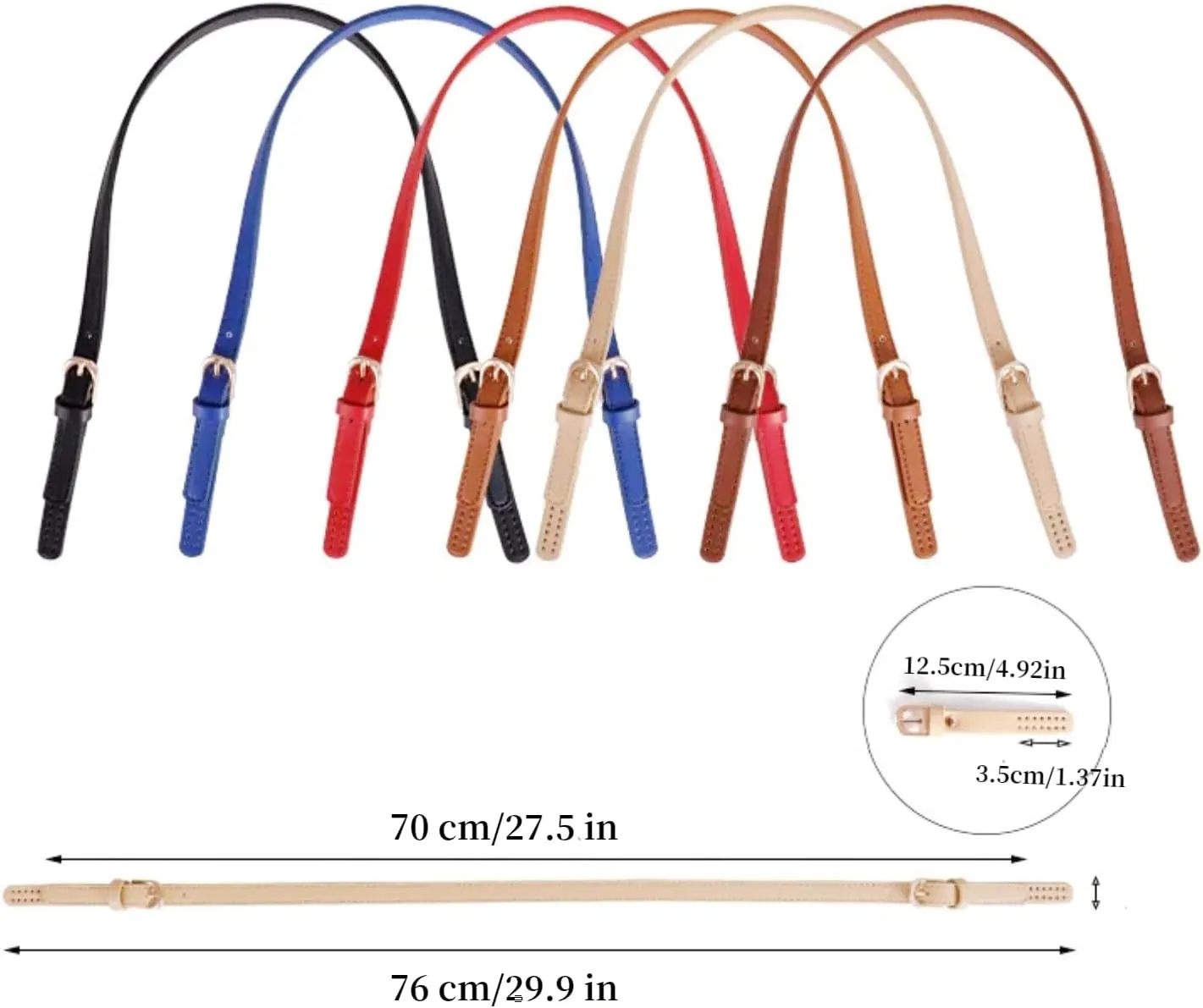 2 Pcs PU Leather Purse Straps with Adjustable Metal Buckle, 25.6-28In Hand bag Handles Shoulder Straps Replacement
