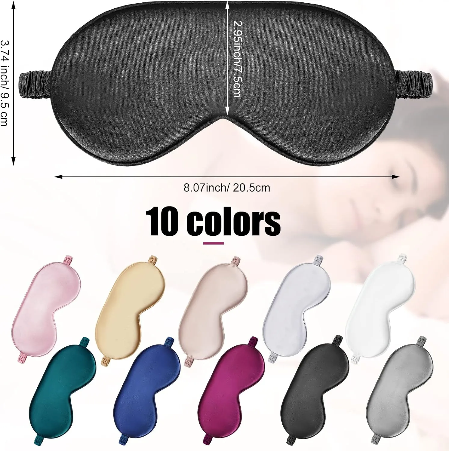 20 Pieces Silk Sleep Eye Mask with Elastic Strap Soft Sleeping Mask Eye Cover Satin Blindfold for Women Men Kids Sleeping Travel Eye Shades Including 2 Pieces of Black Bags(Multicolored)