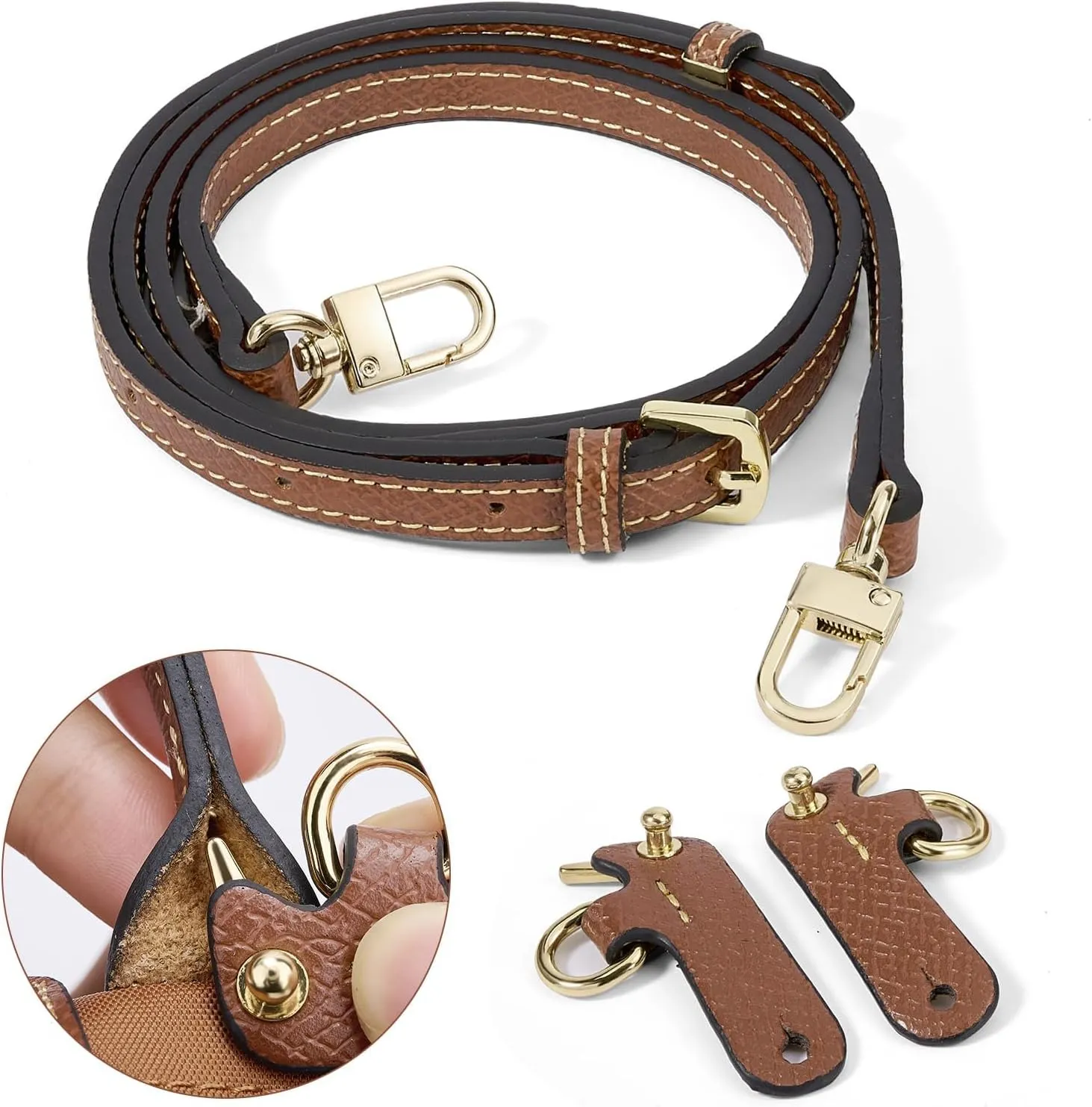 2025 Purse Straps Replacement, Leather Handbag Crossbody Shoulder Strap Adjustable for Tote Bag Woman