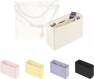 22 Insert Organizer With Silky Satin Compatible With Chanel 22 Small, Portable Inner Bag With Practical Pockets (Craie, Small)