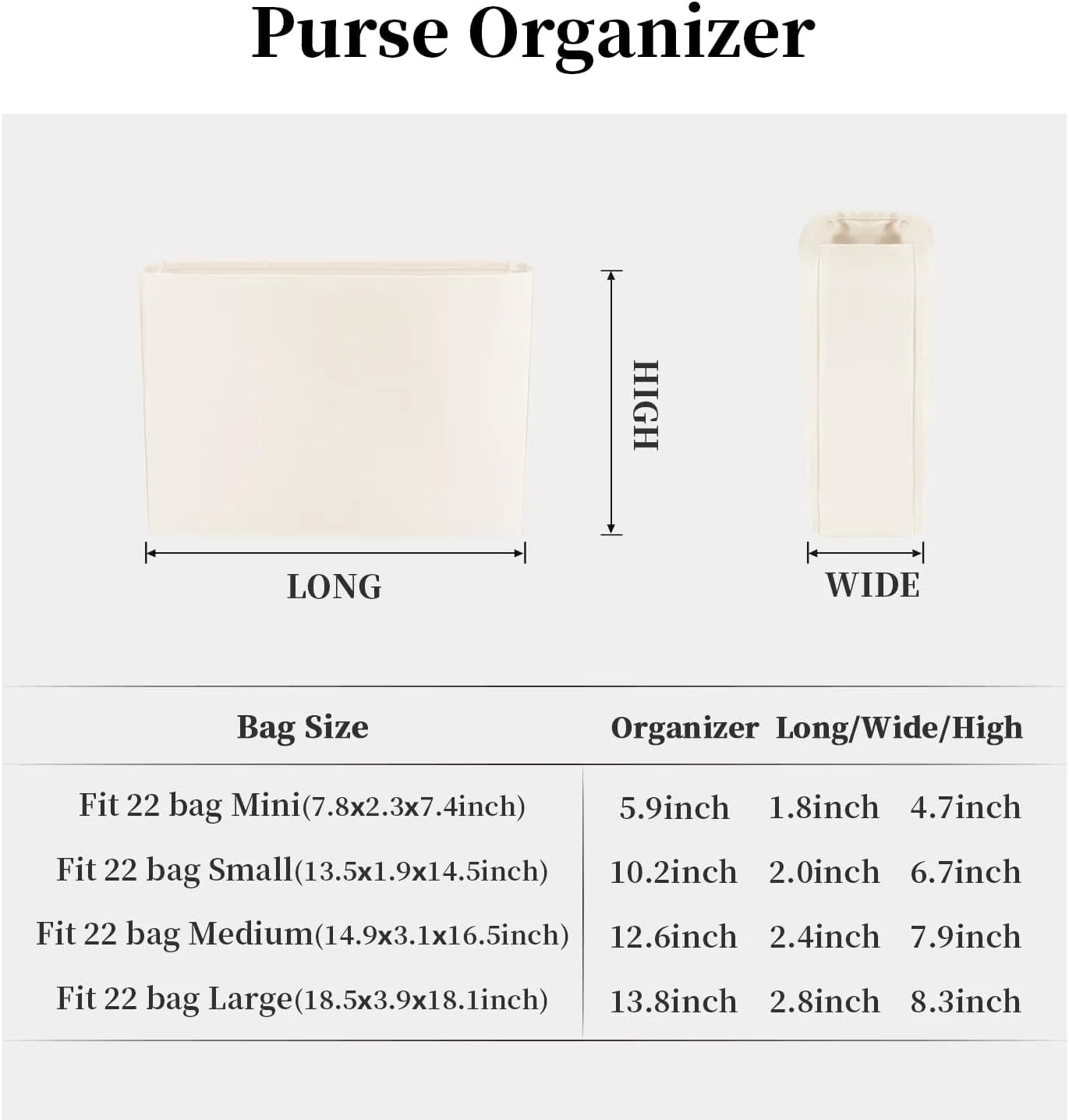 22 Insert Organizer With Silky Satin Compatible With Chanel 22 Small, Portable Inner Bag With Practical Pockets (Craie, Small)