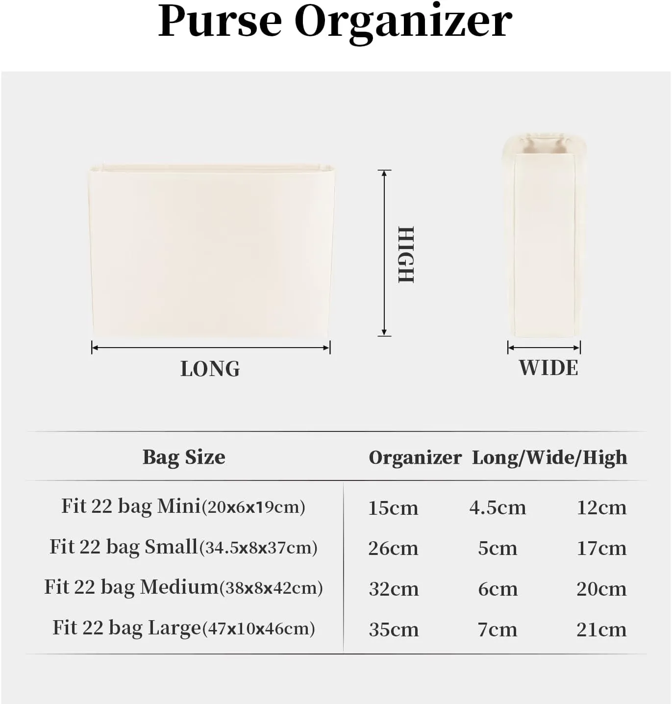 22 Insert Organizer With Silky Satin Compatible With Chanel 22 Small, Portable Inner Bag With Practical Pockets (Craie, Small)