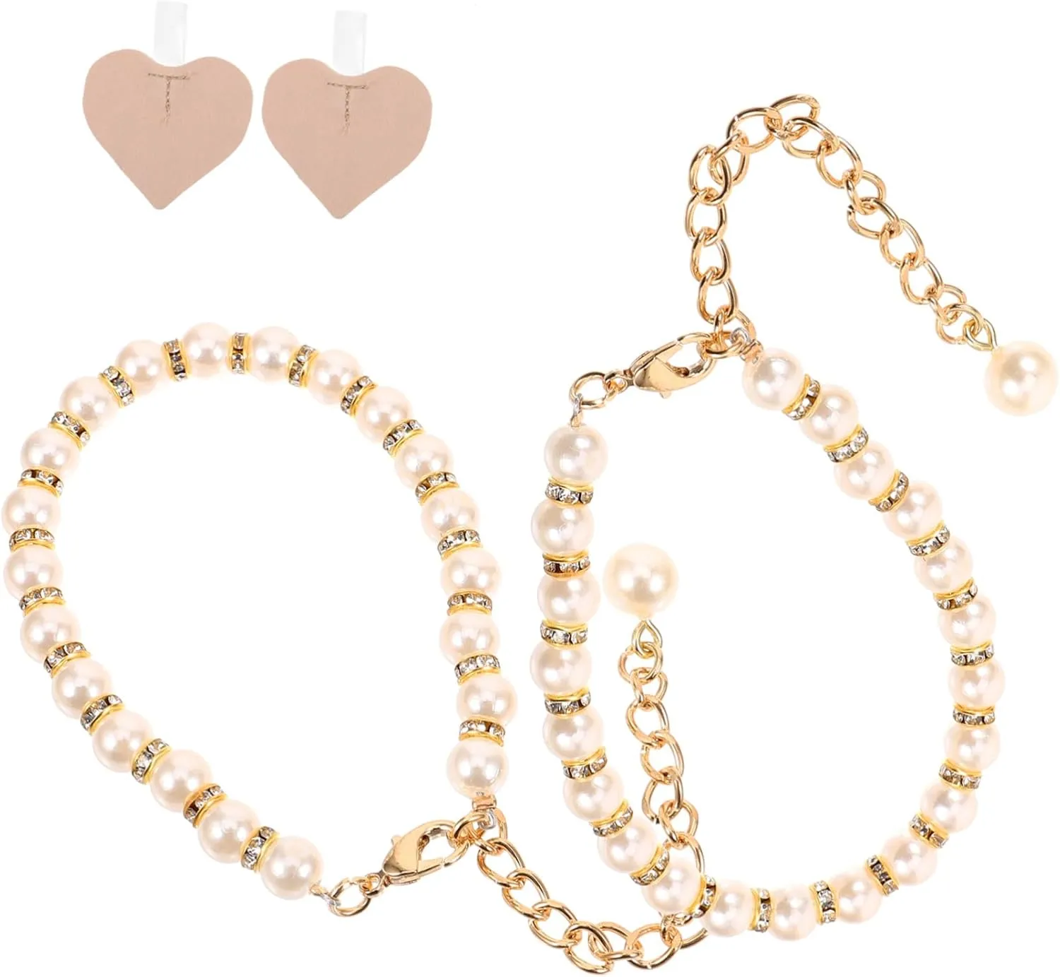 2pcs Pearl Chain High Heels Shoes Straps for Women Heels Shoe Straps Boot Straps Shoe Strap Extender Heel Straps for High Heels Women Ankle Strap White Women's Shoes Metal French
