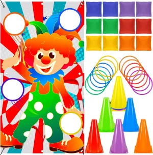 31PCS 3 in 1 Carnival Games,Bgtecho Easter Theme Party Toss Game Banner,Bean Bags Toss Games for Party Adult,Indoor Outdoor Throwing Games with Bean Bags Cones Ring for Lawn Games