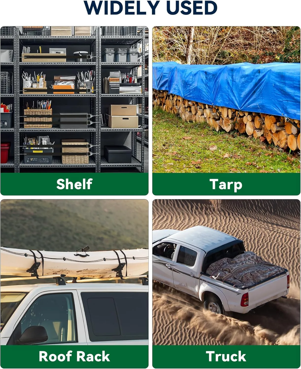 36 Inch Adjustable Rubber Bungee Cords, Easy to Adjust from 6" to 36", Black Bungee Straps with 1.9X Stretch, Rubber Tarp Straps with Crimped S Hooks for Cargo, Tarps, Van, Truck, Motorcycle (8 Pcs)