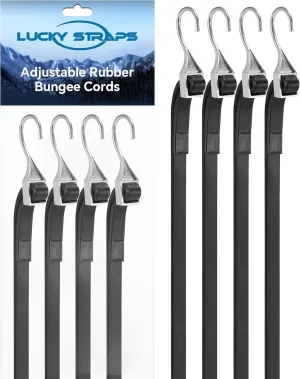 36 Inch Adjustable Rubber Bungee Cords, Easy to Adjust from 6" to 36", Black Bungee Straps with 1.9X Stretch, Rubber Tarp Straps with Crimped S Hooks for Cargo, Tarps, Van, Truck, Motorcycle (8 Pcs)