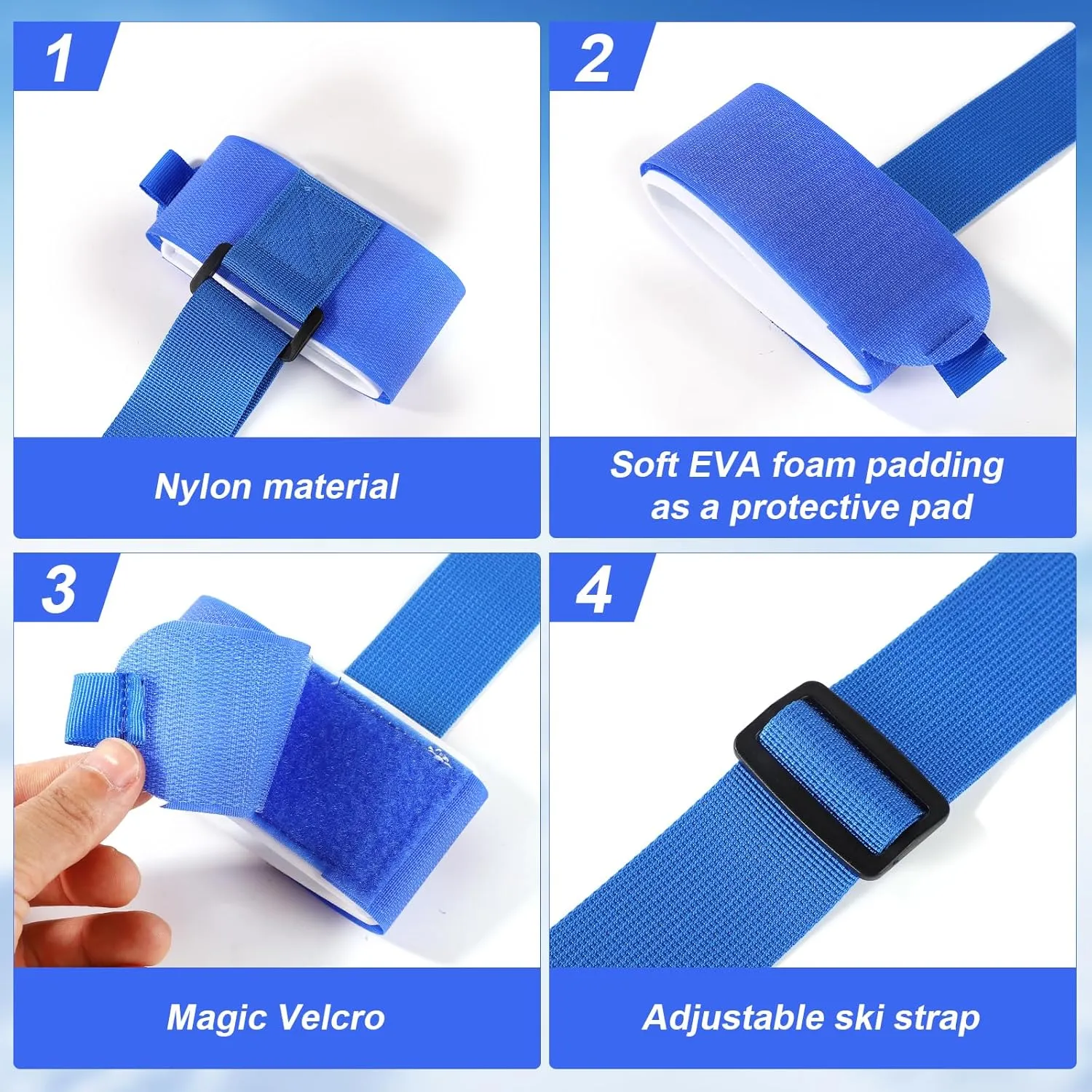 3pcs Ski Shoulder Straps, Adjustable Ski Carrier Straps Ski Pole Straps Ski Bag Fastener Straps Snowboard Leash/Band/Sling with Protective Pads Skate Ski Boot Straps for Winter Sports Accessories