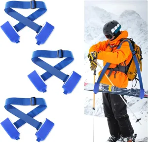 3pcs Ski Shoulder Straps, Adjustable Ski Carrier Straps Ski Pole Straps Ski Bag Fastener Straps Snowboard Leash/Band/Sling with Protective Pads Skate Ski Boot Straps for Winter Sports Accessories