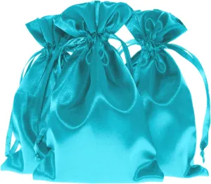 3" x 4" Teal Satin Gift Bags, Jewelry Bags, Wedding Favor Drawstring Bags Baby Shower Christmas Gift Bags 50 per Pack
