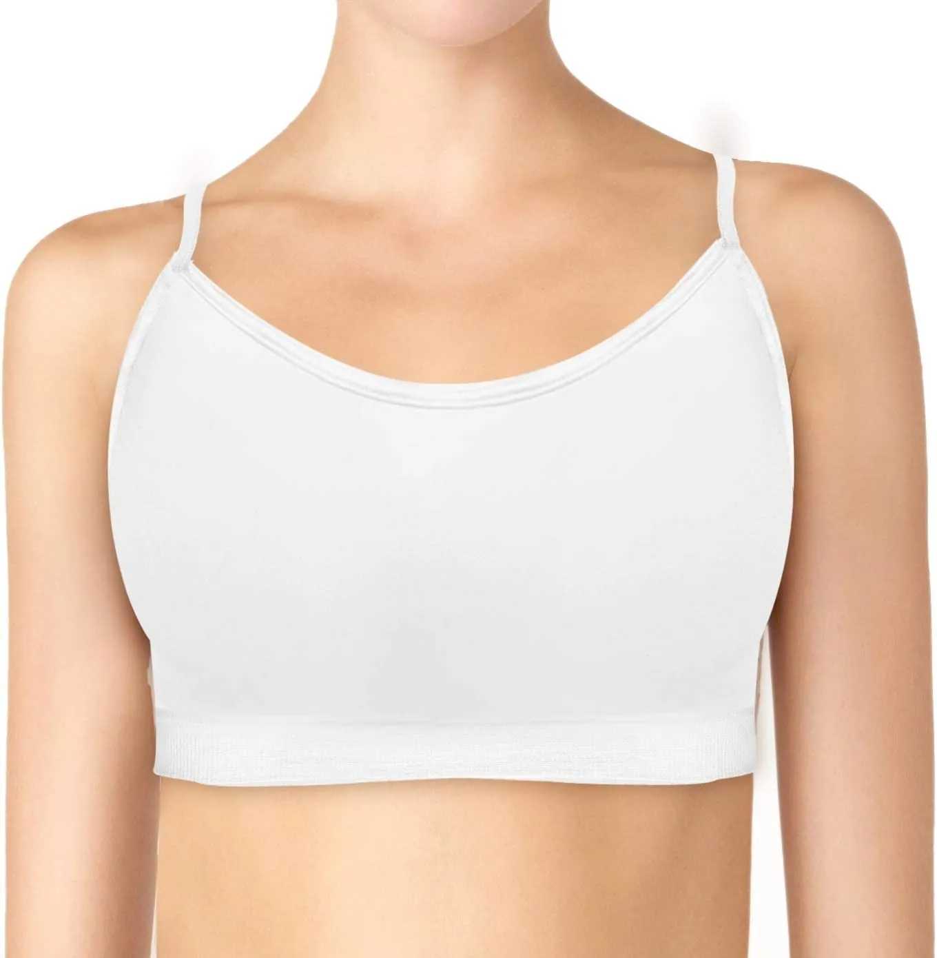 4 Pack Women's Seamless Wireless Half Cami Unpadded Bra Tops for Layering with Spaghetti Straps