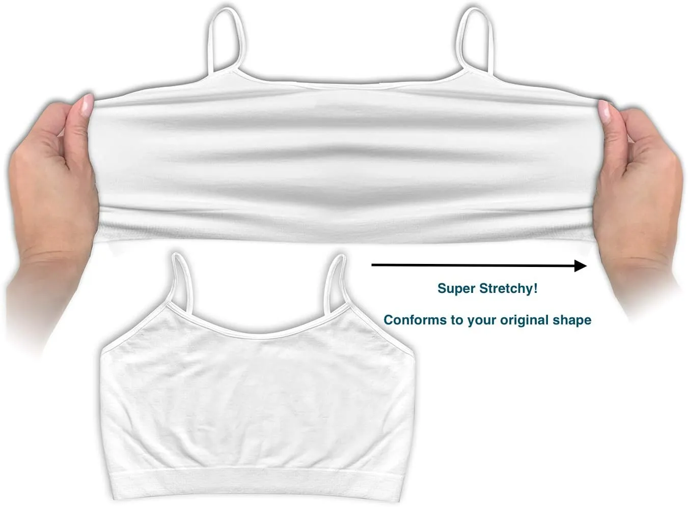 4 Pack Women's Seamless Wireless Half Cami Unpadded Bra Tops for Layering with Spaghetti Straps