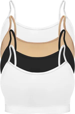 4 Pack Women's Seamless Wireless Half Cami Unpadded Bra Tops for Layering with Spaghetti Straps