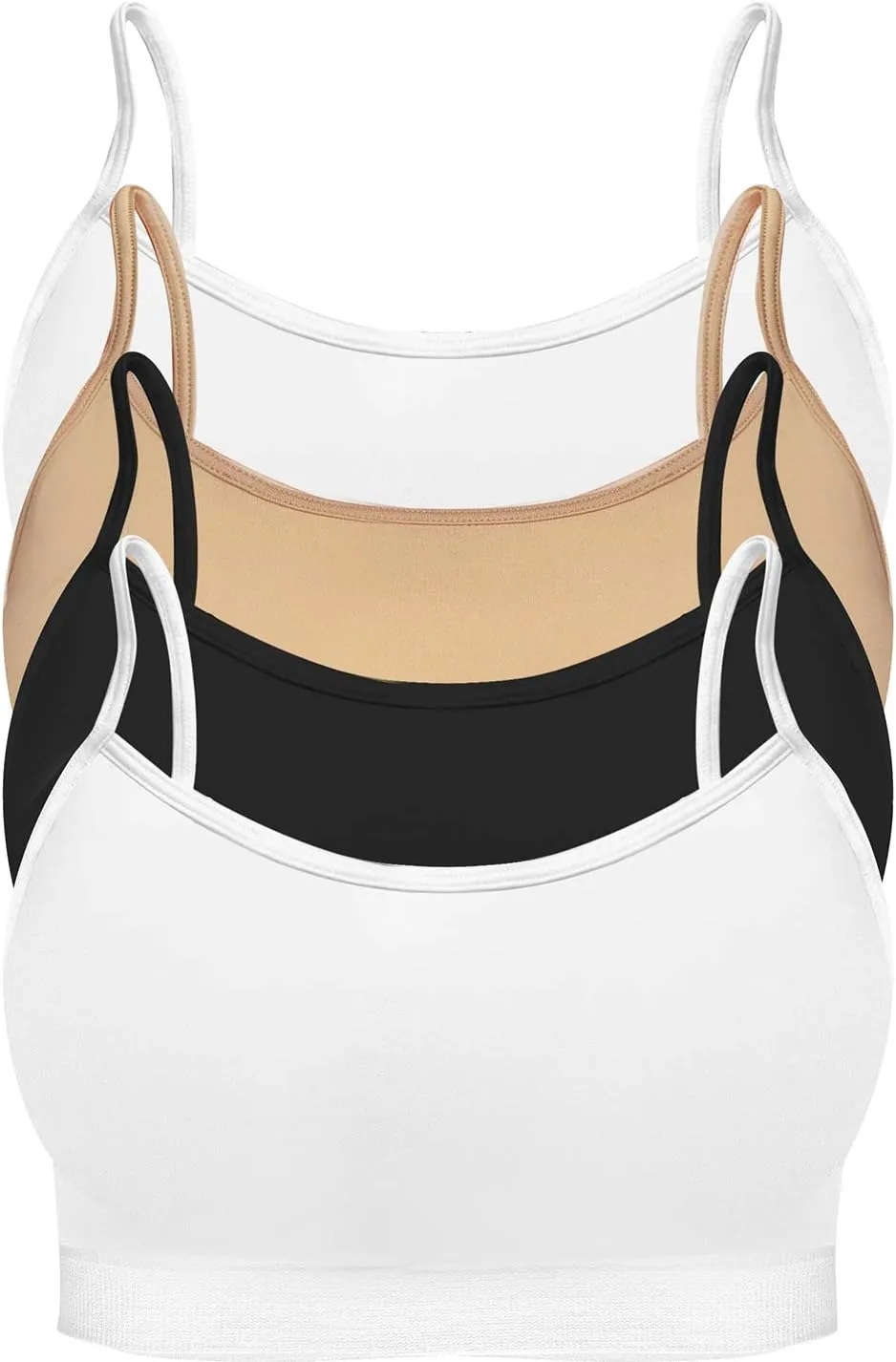 4 Pack Women's Seamless Wireless Half Cami Unpadded Bra Tops for Layering with Spaghetti Straps