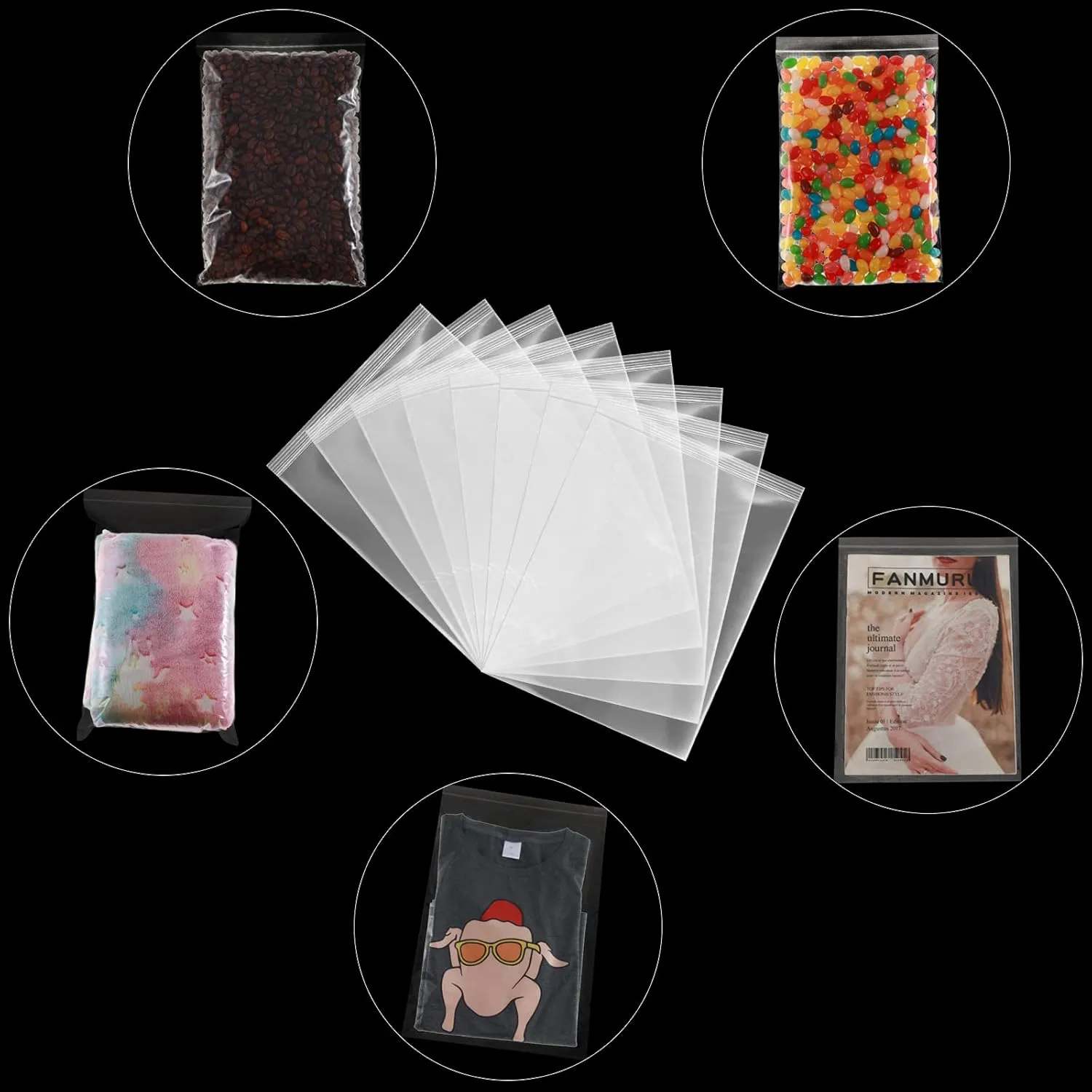 4” x 6” Reclosable Clear Zip Poly Bags 1000 Pcs Resealable Plastic Bags with Lock Seal Zipper for Packaging Gifts, Candies, Jewelries, Small Business Shipping Bags 4.7 Mil Thickness, 1000 ct
