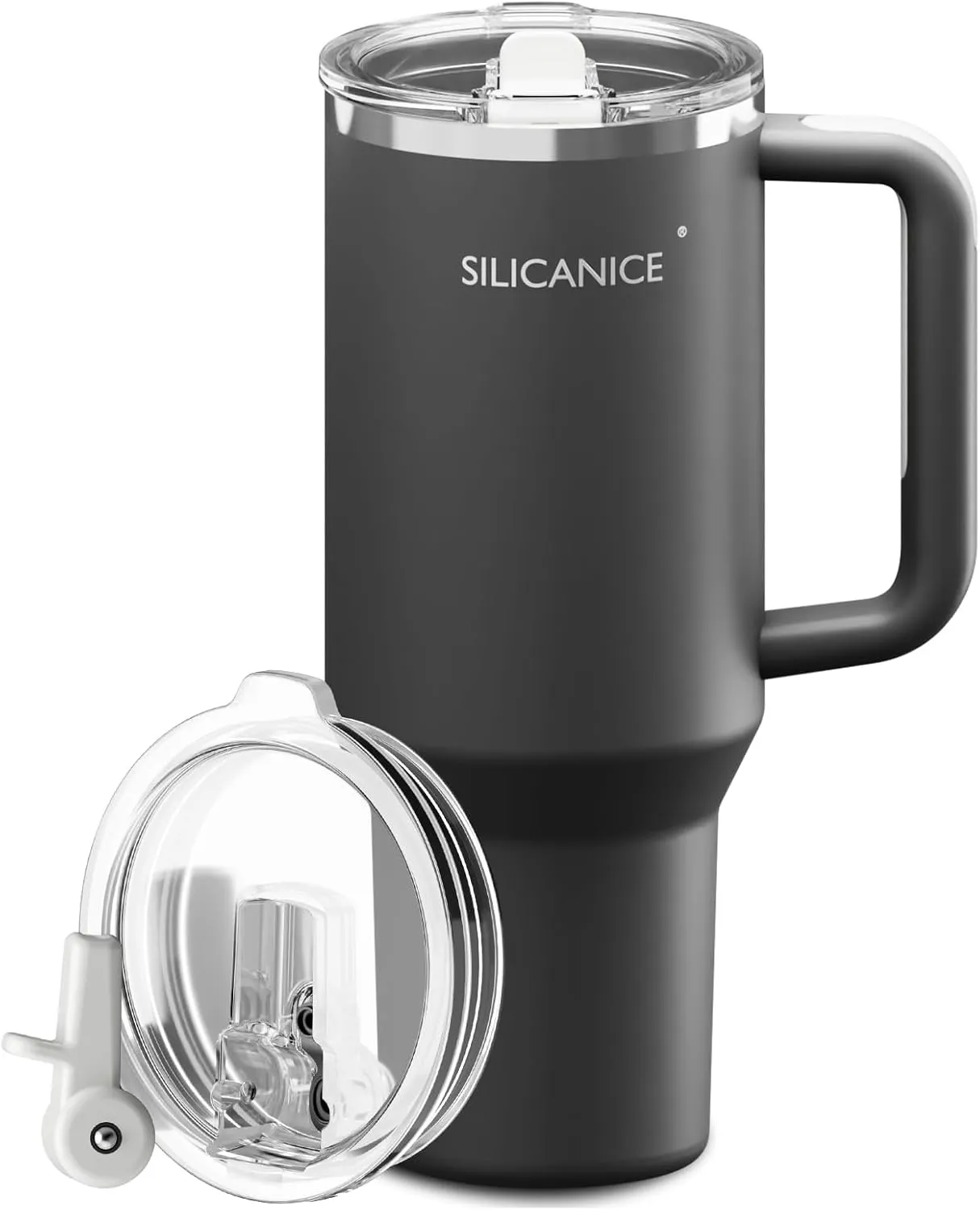 40oz Stainless Steel Insulated Tumbler,100% Leakproof Lid & Detachable Straw, Easy Clean,Stain-Resistant, Durable-Coat ,Ergonomic Grip handle, Car Holder/Bag Friendly for Travel/Gym/School (grey)