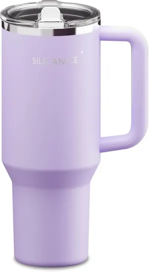 40oz Stainless Steel Insulated Tumbler,100% Leakproof Lid & Detachable Straw, Easy Clean,Stain-Resistant, Durable-Coat ,Ergonomic Grip handle, Car Holder/Bag Friendly for Travel/Gym/School (purple)