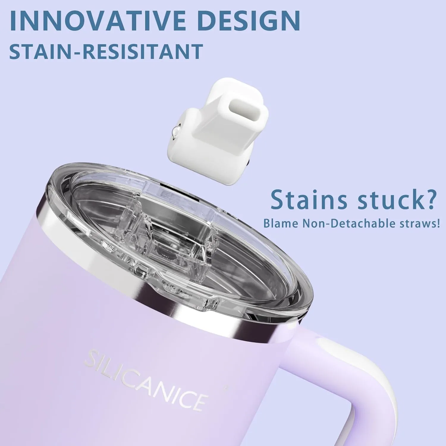 40oz Stainless Steel Insulated Tumbler,100% Leakproof Lid & Detachable Straw, Easy Clean,Stain-Resistant, Durable-Coat ,Ergonomic Grip handle, Car Holder/Bag Friendly for Travel/Gym/School (purple)