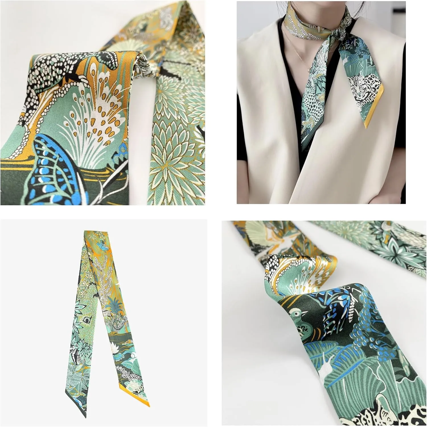 4/6/8/10 pieces hair ribbon scarf set fashion ribbon scarf for hair handbag handle scarf purse scarf for women