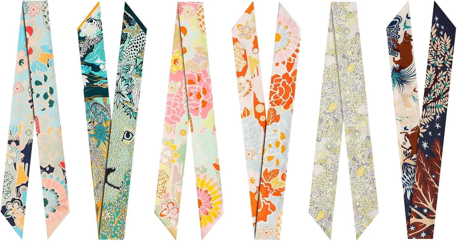 4/6/8/10 pieces hair ribbon scarf set fashion ribbon scarf for hair handbag handle scarf purse scarf for women