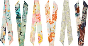 4/6/8/10 pieces hair ribbon scarf set fashion ribbon scarf for hair handbag handle scarf purse scarf for women