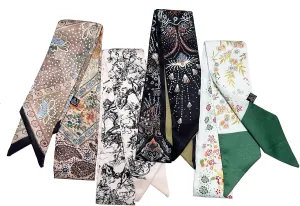 4pcs Purse Scarf For Handbags Silk Head Scarf For Hair Fashion Skinny Scarf For Women Long Neckerchief