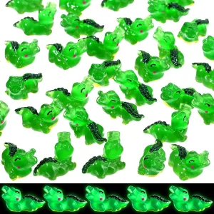 50 Pcs Miniature Crocodiles Figurines Mini Crocodiles Resin Figurines Small Alligator Figure Resin Mini Animals for Garden Desktop Birthday Party Desktop Decor(Luminous Style)