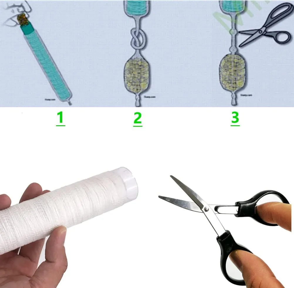 5Meter PVA Mesh Bait Bags Carp Fishing Mesh Refill Stocking for Boilie Rig w/Funnel and Plunger Carp Fishing Accessory Tools,Size 18mm,25mm,37mm,44mm Available