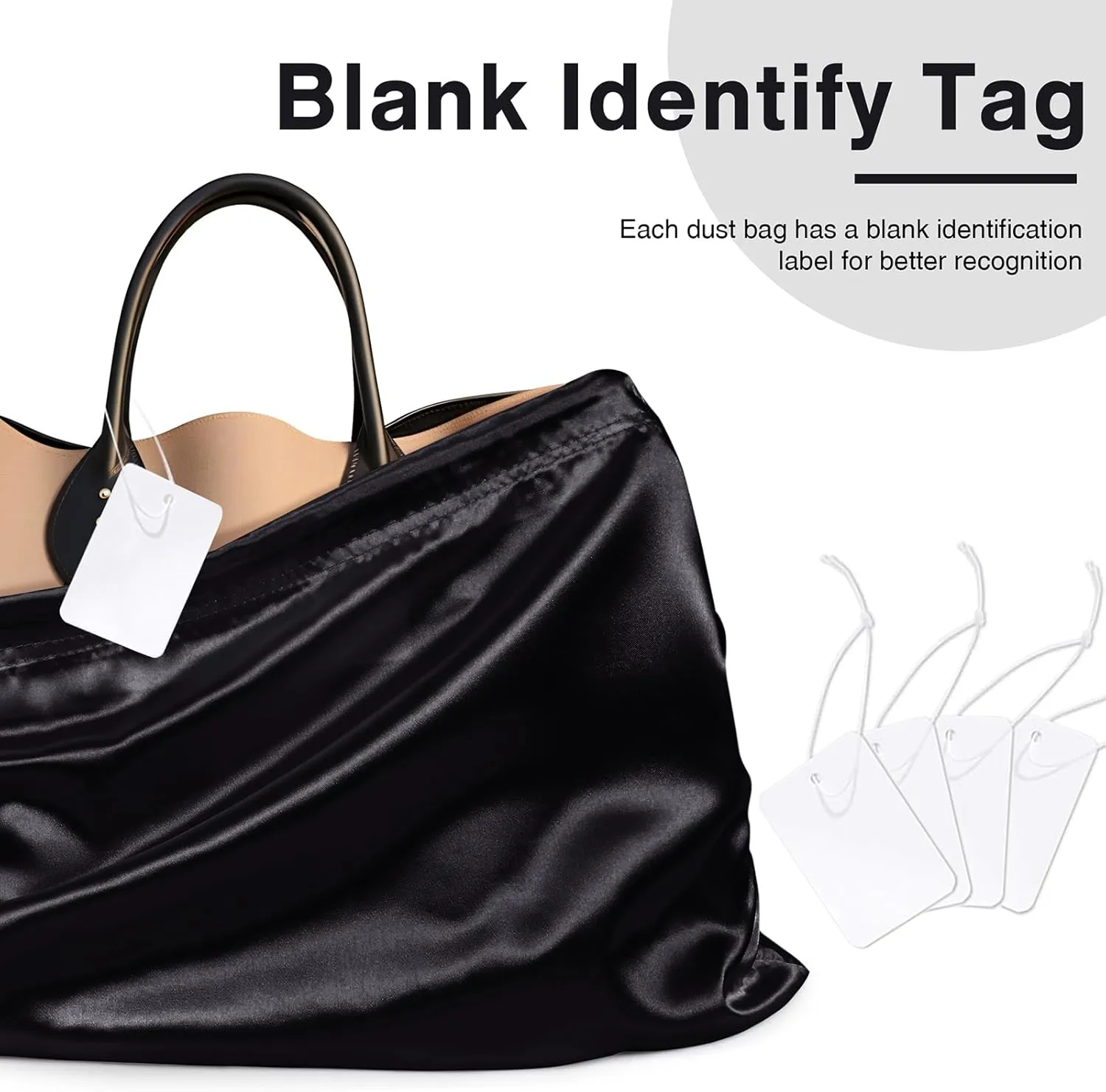6 Pack Silky Dust Bags for Handbags, Black Satin Dust Cover Bag Silk Drawstring Bag Handbag Protector Travel Storage Pouch for Purse Shoes Boots(19.6 x 15.7 In   23.6 x 19.6 In)