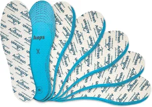 6 Pairs Kaps Actifresh Shoe Insoles Inserts, Odor Control Freshness Technology Developed in Switzerland by Sanitized, Triple Layer, Cushioning Soft Latex, Cut to Fit, Universal Size Unisex