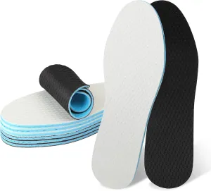 6 Pairs Thin Shoe Inserts, Barefoot Shoe Insoles Three-Layer Latex Foam Memory Foam Insoles,Cuttable and Washable,Replacement Inserts for Men 4-10 Women 5-11 (3Black 3White)