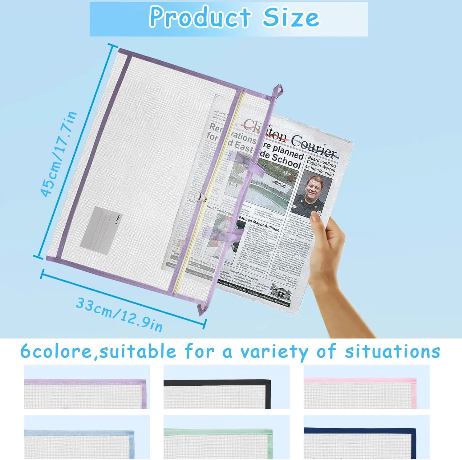 6 Pcs A3 Project Bag for Quilting Craft Storage with Handles for Art Bag Tote Bag File Carrying Storage