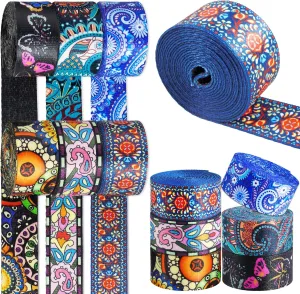 6 Rolls 1.5 inch Persian Nylon Webbing Belt Webbing Straps Purse Straps Backpack Straps Nylon Belt with Patterns for Seatbelt, Bags, Backpacks, Handles, Luggage
