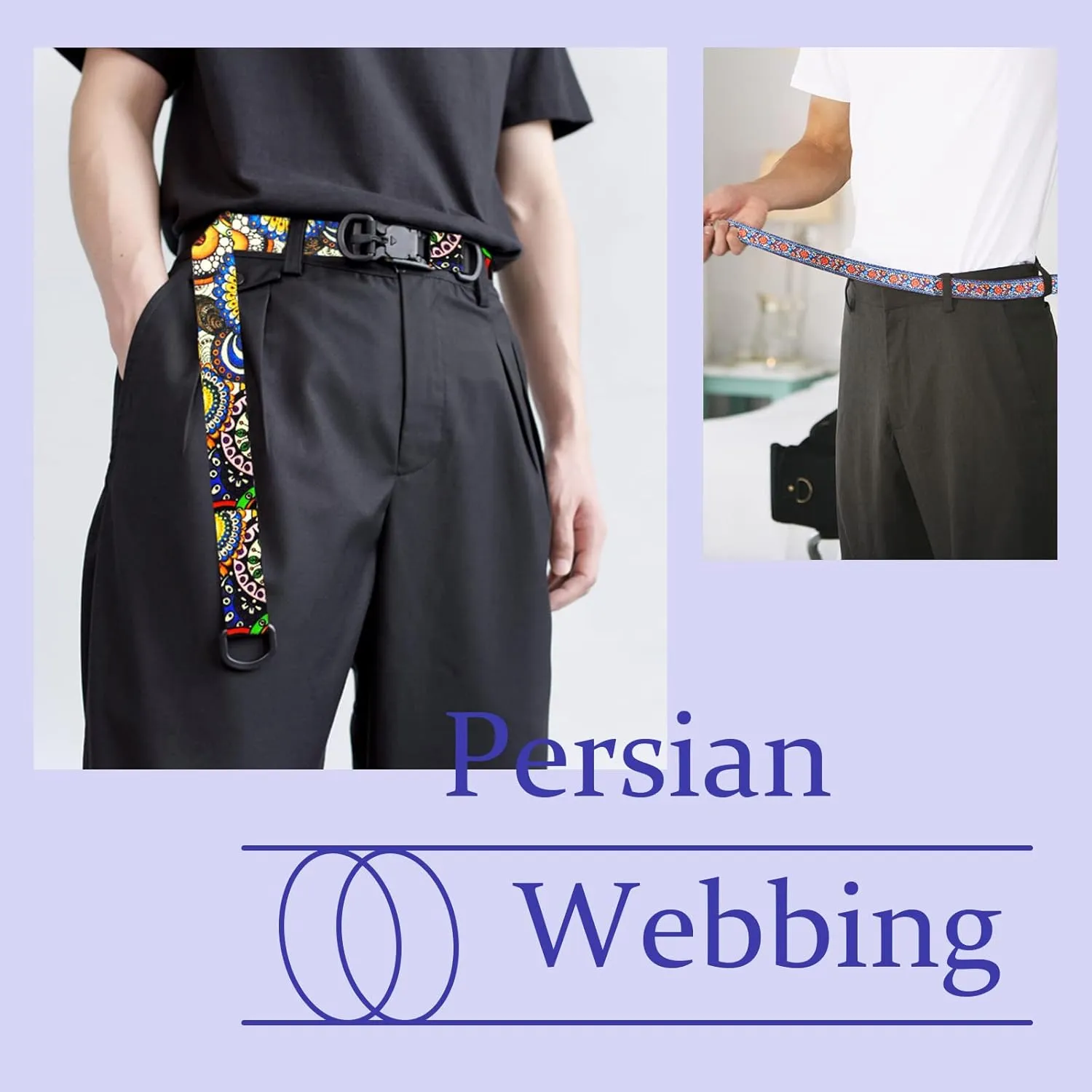 6 Rolls 1.5 inch Persian Nylon Webbing Belt Webbing Straps Purse Straps Backpack Straps Nylon Belt with Patterns for Seatbelt, Bags, Backpacks, Handles, Luggage