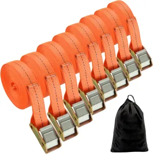 8Pack 1” x 16.4ft Lashing Straps with Adjustable Cam Buckle, Kayak Tie Down Straps with Bag 1763lbs Break Strength Heavy Duty Cargo Strap for Motorcycle,SUP, Truck, Boat, Dirt Bike, Boat,Trailer