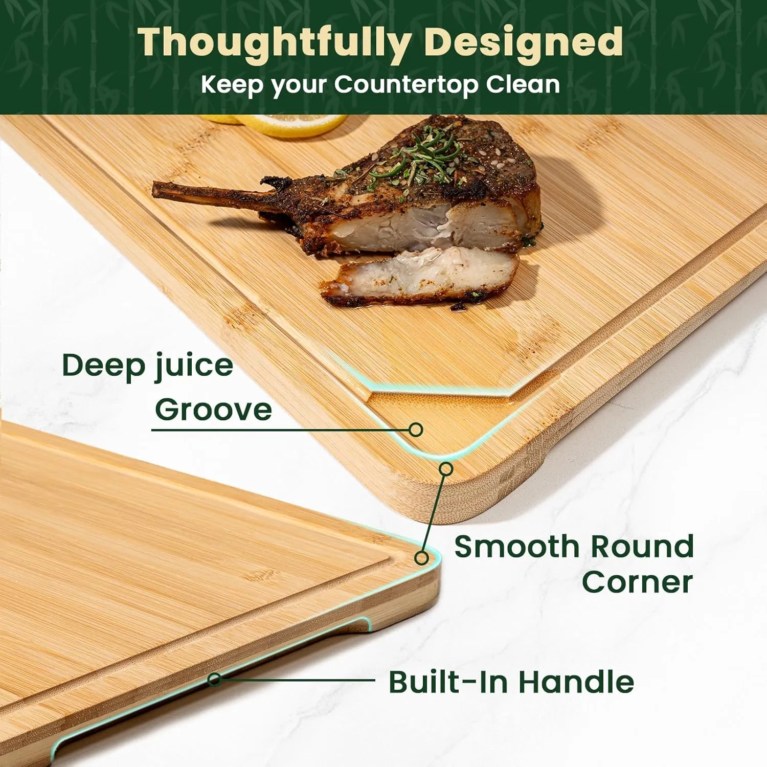 9” x 6” Mini Bamboo Cutting Board, Small Wooden Cutting Boards for Kitchen Charcuterie Boards with Juice Groove and Handles, Chopping Board for Fruit, Vegetables and Cheese