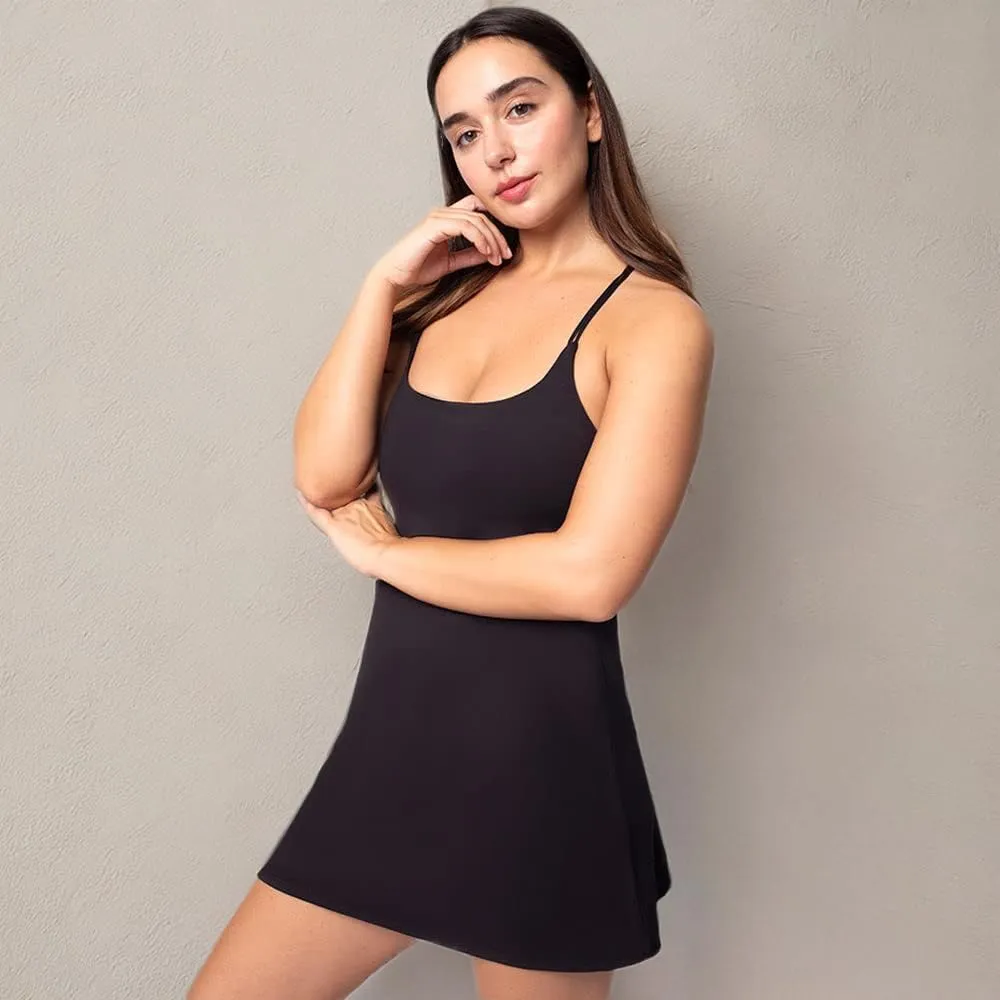90 Degree By Reflex Lux Tennis Dress with Adjustable Straps, Built in Bra and Shorts