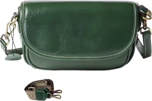 9" Women Genuine Cow Real Leather Crossbody Bag Purse with 2 Adjutable Shoulder Straps