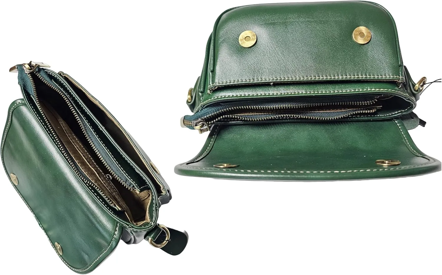 9" Women Genuine Cow Real Leather Crossbody Bag Purse with 2 Adjutable Shoulder Straps