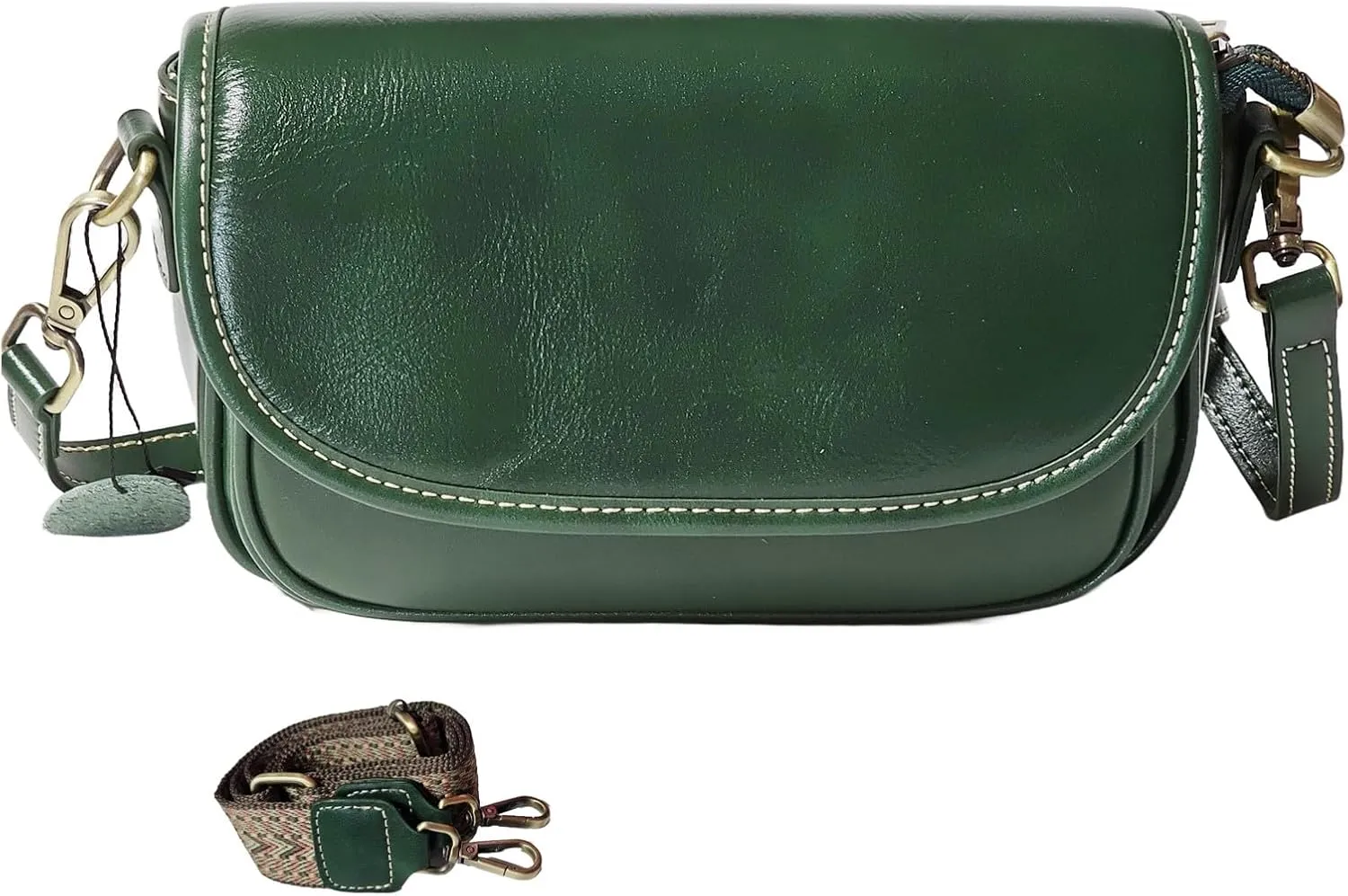 9" Women Genuine Cow Real Leather Crossbody Bag Purse with 2 Adjutable Shoulder Straps