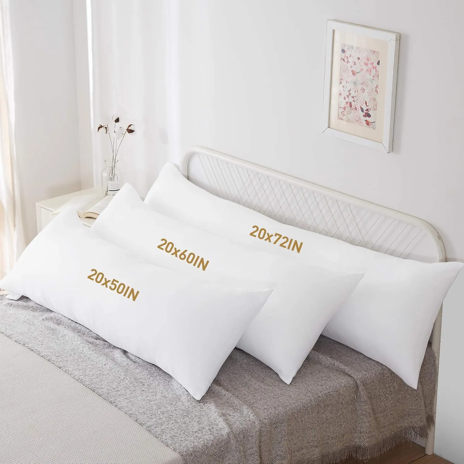 Acanva Fluffy Body Pillow for Adults and Pregnancy, Soft Long Full Pillow Insert for Side Sleepers