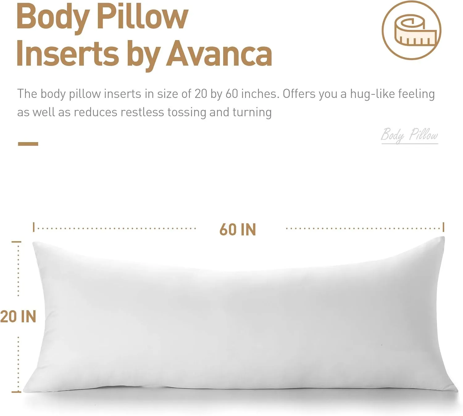Acanva Fluffy Body Pillow for Adults and Pregnancy, Soft Long Full Pillow Insert for Side Sleepers